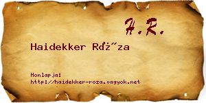 Haidekker Róza névjegykártya